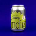 Load image into Gallery viewer, Pear, Elderflower and Cardamom Soda can against blue background. 
